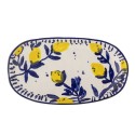 plat de service ovale gres citrons jaune bleu bloomingville maxima