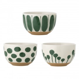 bol petit dejeuner gres motif design vert bloomingville linora set de 3