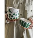 bol petit dejeuner gres motif design vert bloomingville linora set de 3