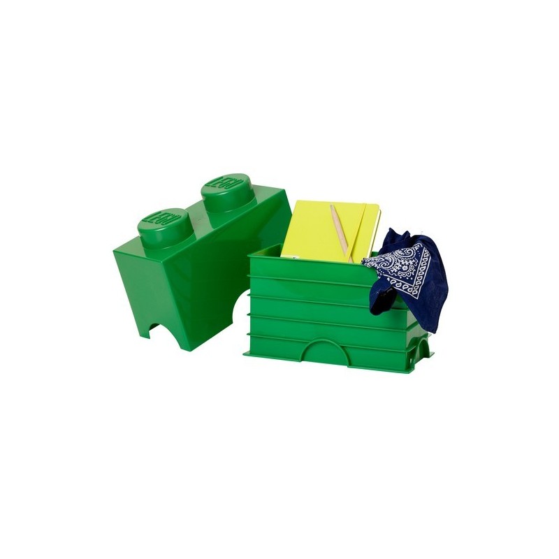 Boîte lego rangement 2 plots vert foncé