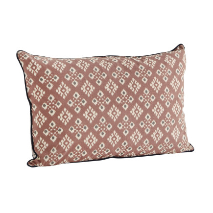 grande housse de coussin coton imprime vieux rose corail madam stoltz