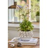cache pot deco gres emaille blanc fleurs sculptee relief 3d ib laursen