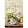 cache pot deco gres emaille blanc fleurs sculptee relief 3d ib laursen