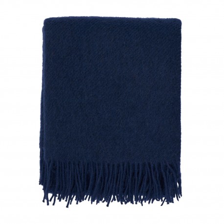 plaid chaud laine agneau bleu marine fonce klippan