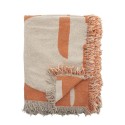 plaid coton recycle franges orange bloomingville caya
