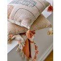 plaid coton recycle franges orange bloomingville caya