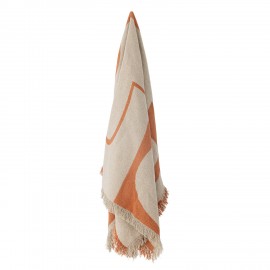 plaid coton recycle franges orange bloomingville caya