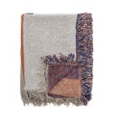 plaid coton recycle motif contemporain orange bleu bloomingville