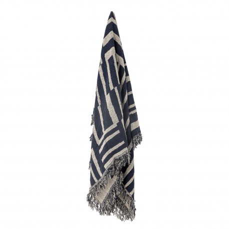 plaid bleu marine cooton recycle bloomingville frankie