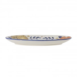 plat de service gres peint main motif floral bloomingville lynna