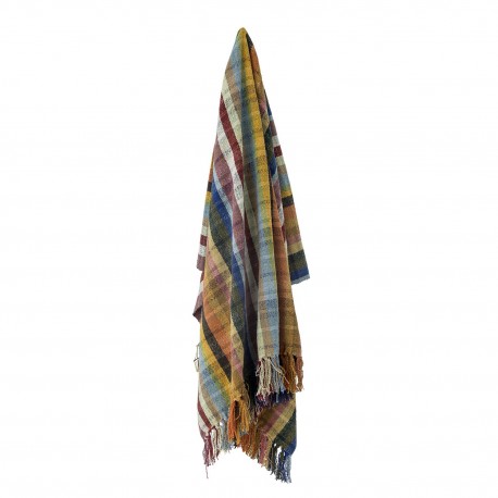 plaid coton recycle carreaux multicolore bloomingville elmy