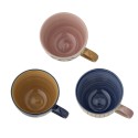 tasse a cafe peinte a la main gres bleu bloomingville eviaya set de 3