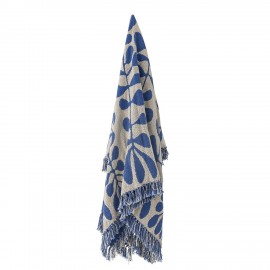 plaid chic bleu floral coton recycle bloomingville nevine