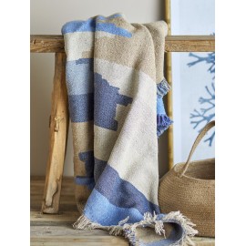 plaid coton recycle design bleu bloomingville maji