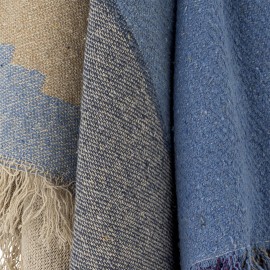 plaid coton recycle design bleu bloomingville maji