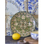 assiette plate gres peint main vert motif oriental bloomingville karlie