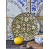 assiette plate gres peint main vert motif oriental bloomingville karlie