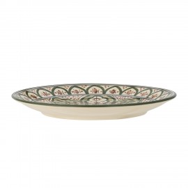 assiette plate gres peint main vert motif oriental bloomingville karlie