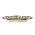 assiette plate gres peint main vert motif oriental bloomingville karlie