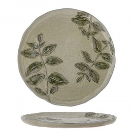 assiette artisanale gres naturel feuilles bloomingville jasper