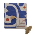 plaid motif decoratif design bleu naturel coton recycle bloomingville