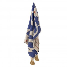 plaid motif decoratif design bleu naturel coton recycle bloomingville