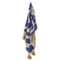 plaid motif decoratif design bleu naturel coton recycle bloomingville