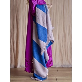 plaid coton recycle bleu rose bloomingville cadeo