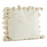 madam stoltz housse de coussin toile de coton blanc ecru pompons 65 x 65 cm