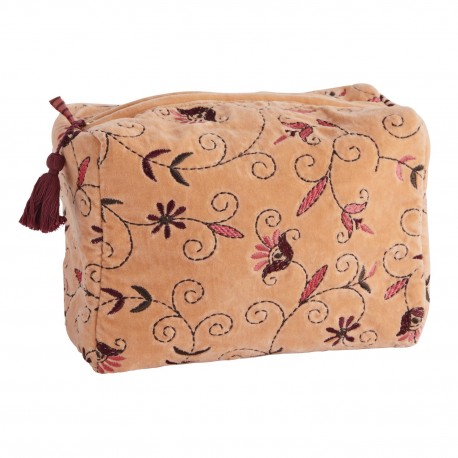 trousse de toilette velours brode orange peche madam stoltz