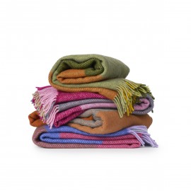 plaid laine agneau carreaux orange klippan gotland