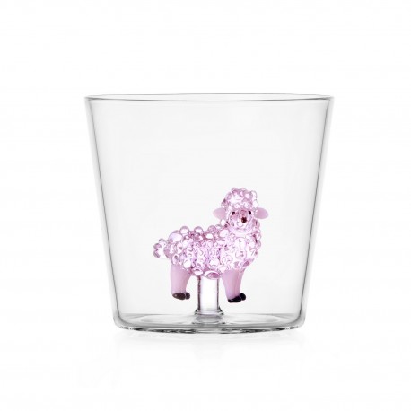 verre a eau art mouton rose ichendorf animal farm pink sheep