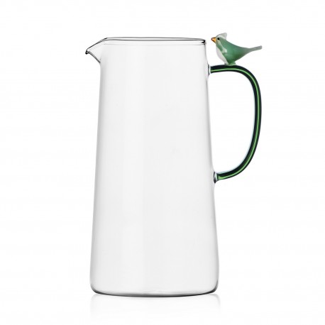 carafe verre souffle art oiseau vert ichedorf green bird
