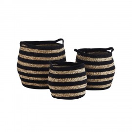Paniers rayés coton herbier Madam Stoltz (set de 3)