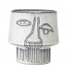 bloomingville cache pot ceramique visage design gris