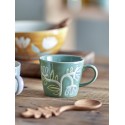 tasse gres peint main vert fleurs bloomingville tangier