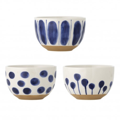 bol gres decore motif bleu bloomingville linora set de 3