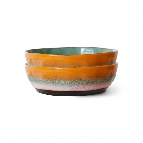 assiettes a pates creuse artisanale jaune vert hk living