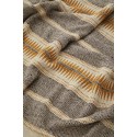 madam stoltz plaid coton tisse franges motif ecru brun jaune
