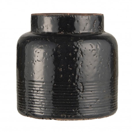 pot en terre cuite emaille noir rustique ib laursen
