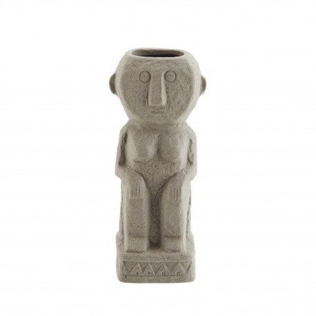 madam stoltz petit vase statuette humaine gres beige rugueux