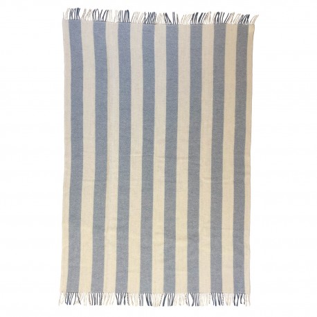 plaid laine raye bleu clair klippan gotland vertical