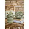 vase vert ceramique decore de fleurs en relief ib laursen