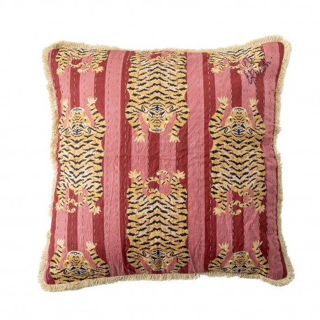 coussin de salon rose motif tigres bloomingville poirino