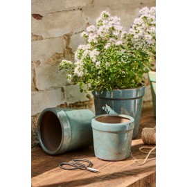 cache pot ceramique bleu aspect vieilli ib laursen marina