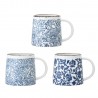 tasses gres peint motif floral bleu bloomingville molly set de 3