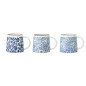 tasses gres peint motif floral bleu bloomingville molly set de 3