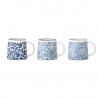 tasses gres peint motif floral bleu bloomingville molly set de 3