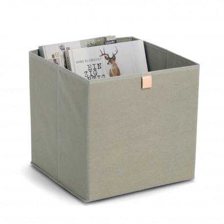 panier cubique rangement textile vert kaki zeller