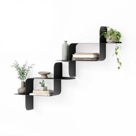 etagere murale metal noir graphique modulable umbra montage